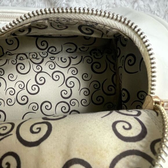 Off white small barrel Satchel/crossbody bag rose gold studs & jewels accents